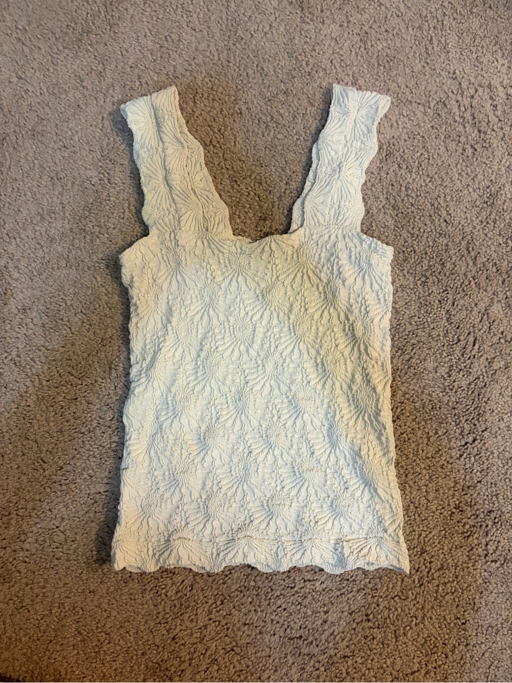 Cream Textured Wide-Strap Tank Top